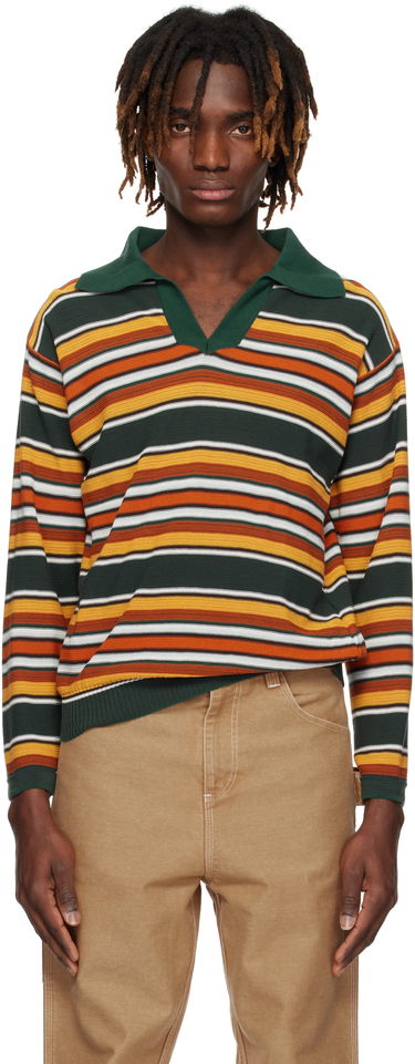Sveter Bode Bode Parakeet Stripe Long Sleeve Polo Rôznofarebný | MRS25KT022, 0