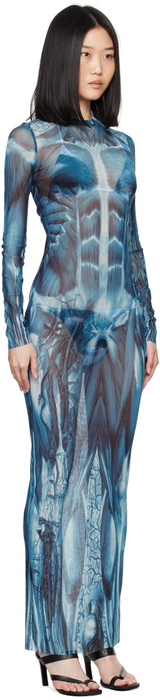 Šaty Jean Paul Gaultier 'The Écorché' Maxi Dress Modrá | 24/30-F-RO254-T554-505601, 1
