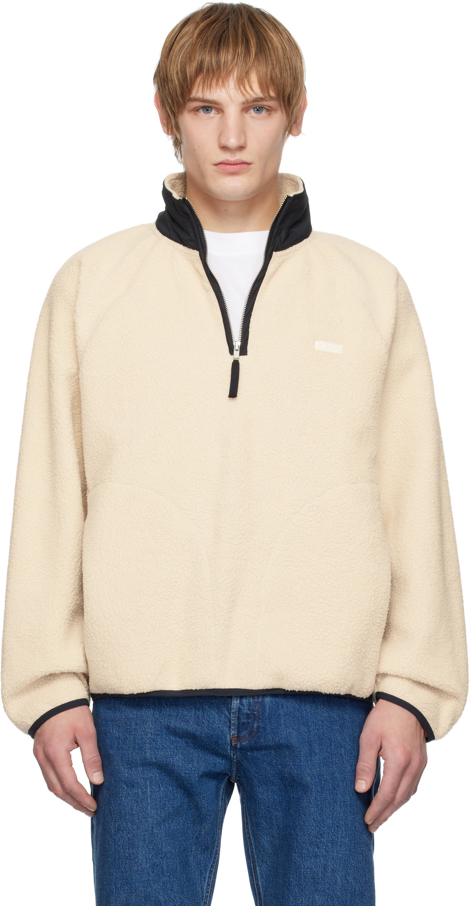 Mikina A.P.C. Fleece Quarter-Zip Sweatshirt Béžová | PSAIF-M27970, 0