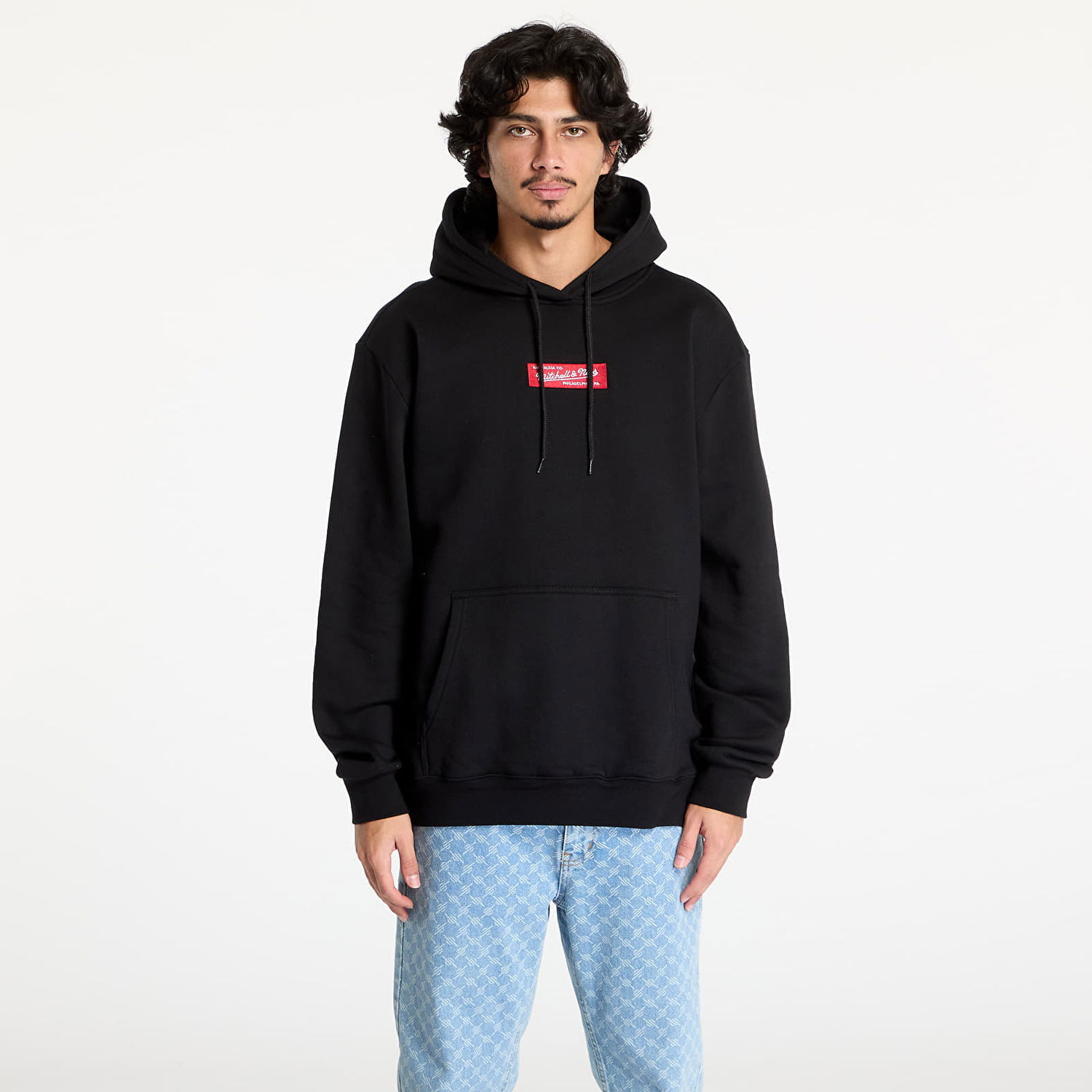 Mikina Mitchell & Ness Box Logo Black Hoodie Čierna | FPHD7886-MNNYYPPPBLCK, 0
