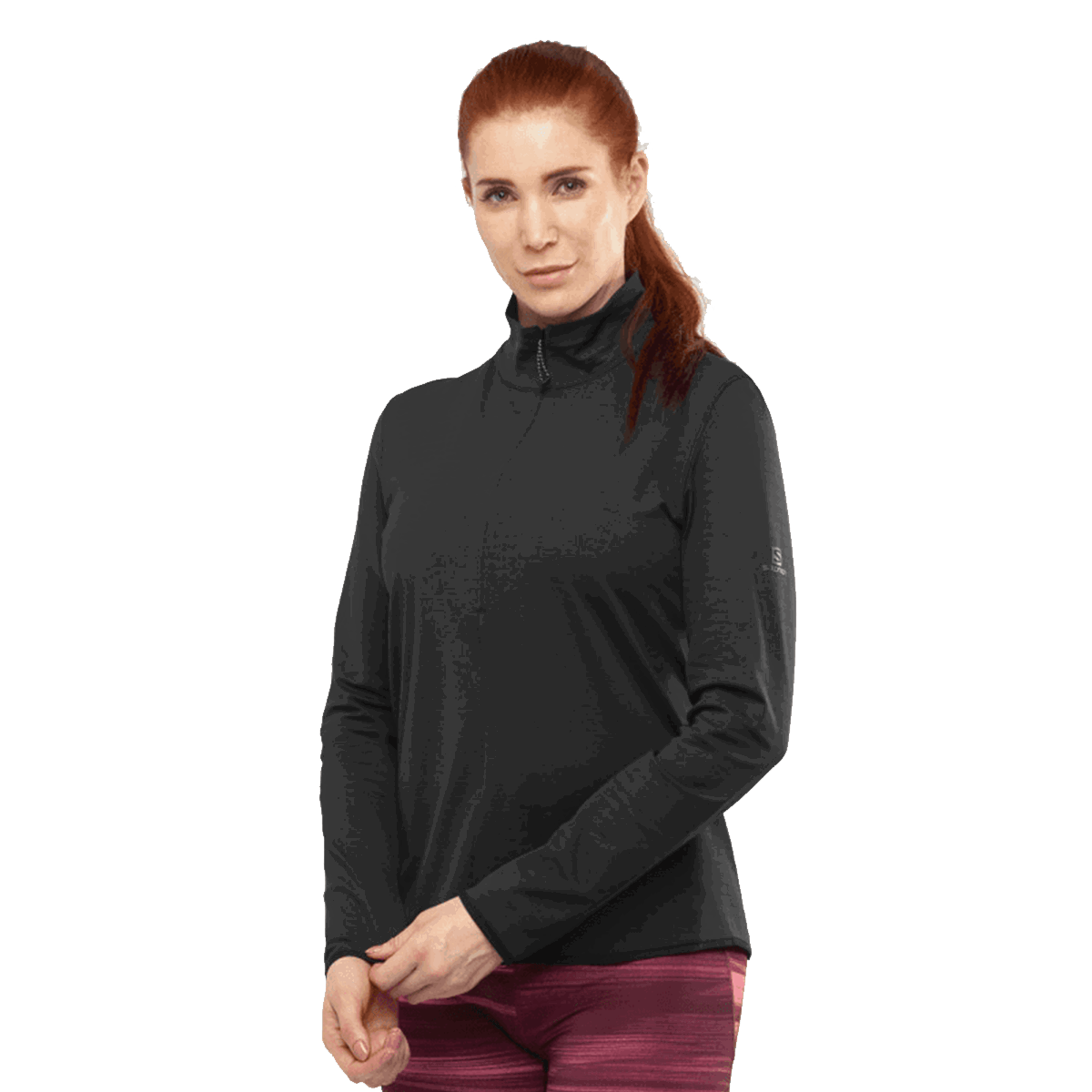Tričko Salomon Salomon Outrack HZ Mid Women's Half Zip Top Čierna | LC1358700, 0