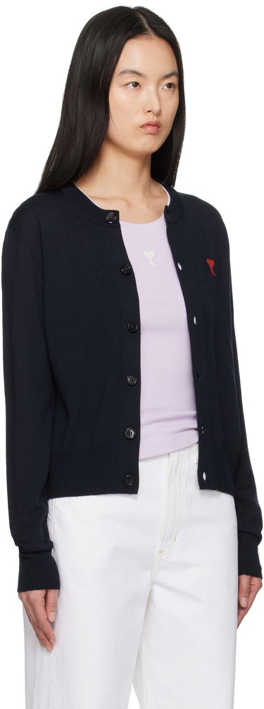 Sveter AMI AMI Paris Wool Ami de Coeur Cardigan Čierna | FKC211.KN0025, 4