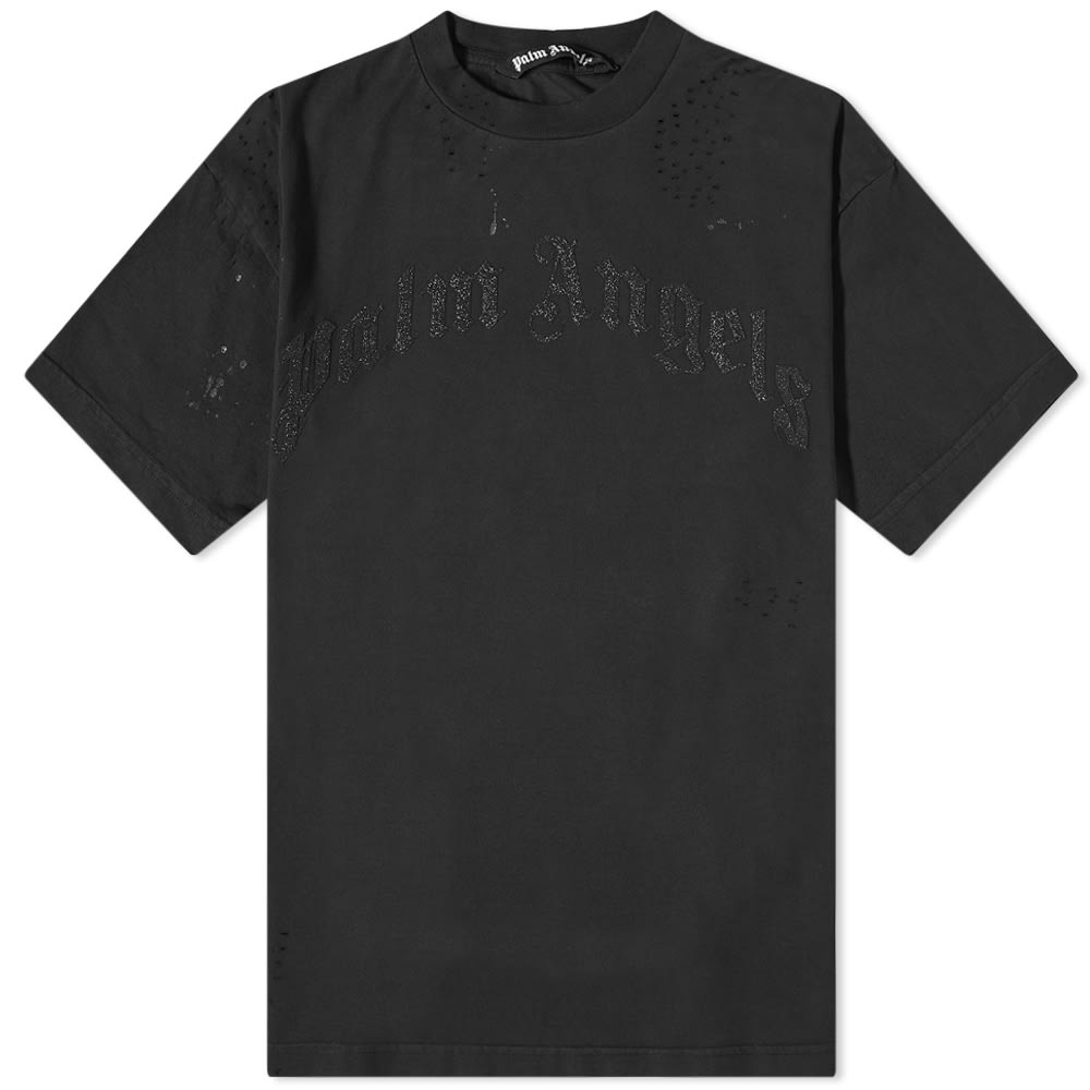 Tričko Palm Angels Glittered Logo Tee Čierna | PMAA072F22JER0051010, 0
