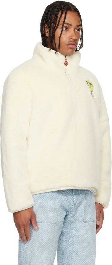 Bunda Casablanca Faux Fur Half-Zip Jacket Biela | M-AW25-OT-228-01, 3