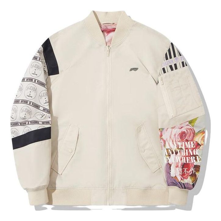 Bomber bunda Li-Ning PLEASURES Graphic Bomber Jacket Béžová | AJDT753-2