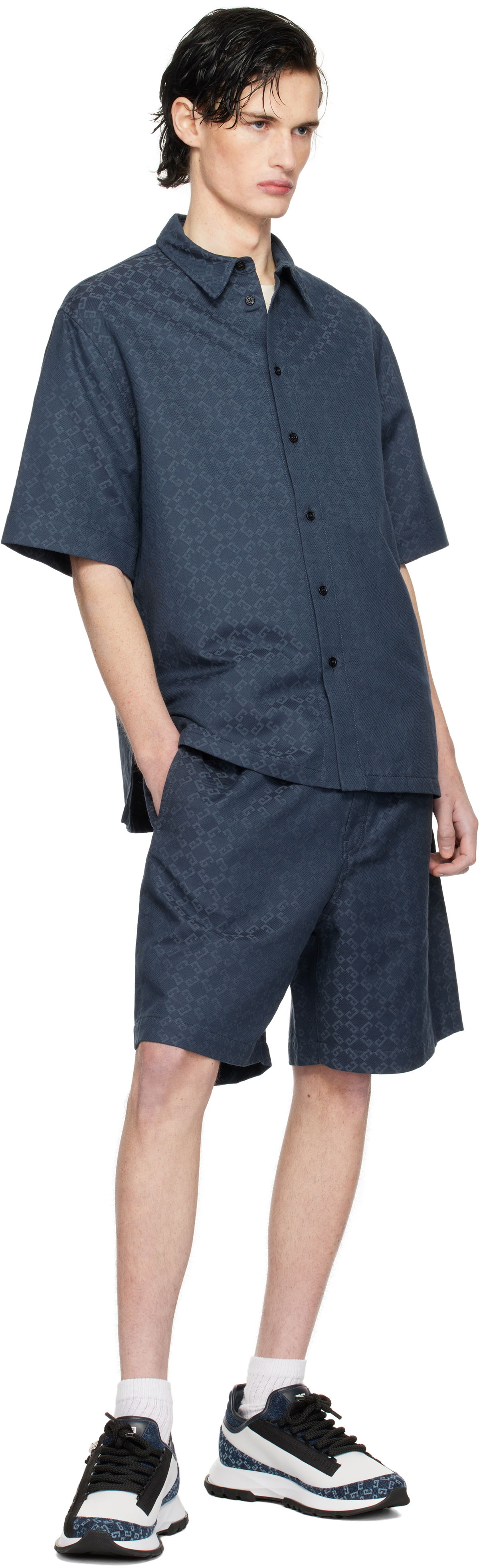 Shiny Monogram Denim Shirt