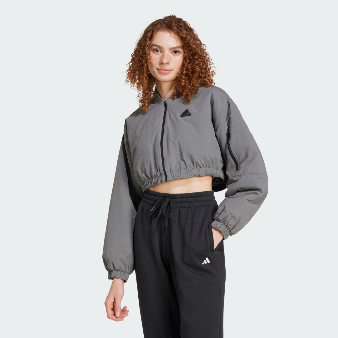 Bomber bunda adidas Performance City Escape Padded Bomber Jacket Šedá | IZ1492, 0