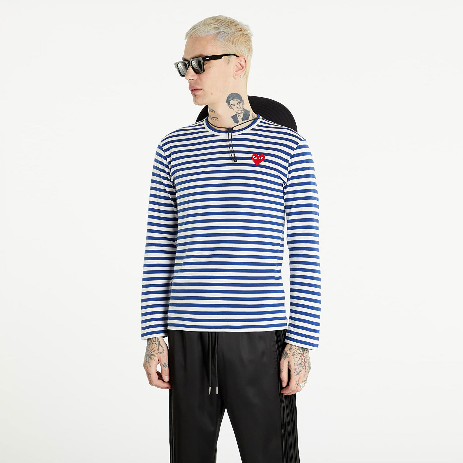 Tričko Comme des Garçons PLAY Long Sleeve Tee Navy/ White Modrá | AZT164 navy, 0