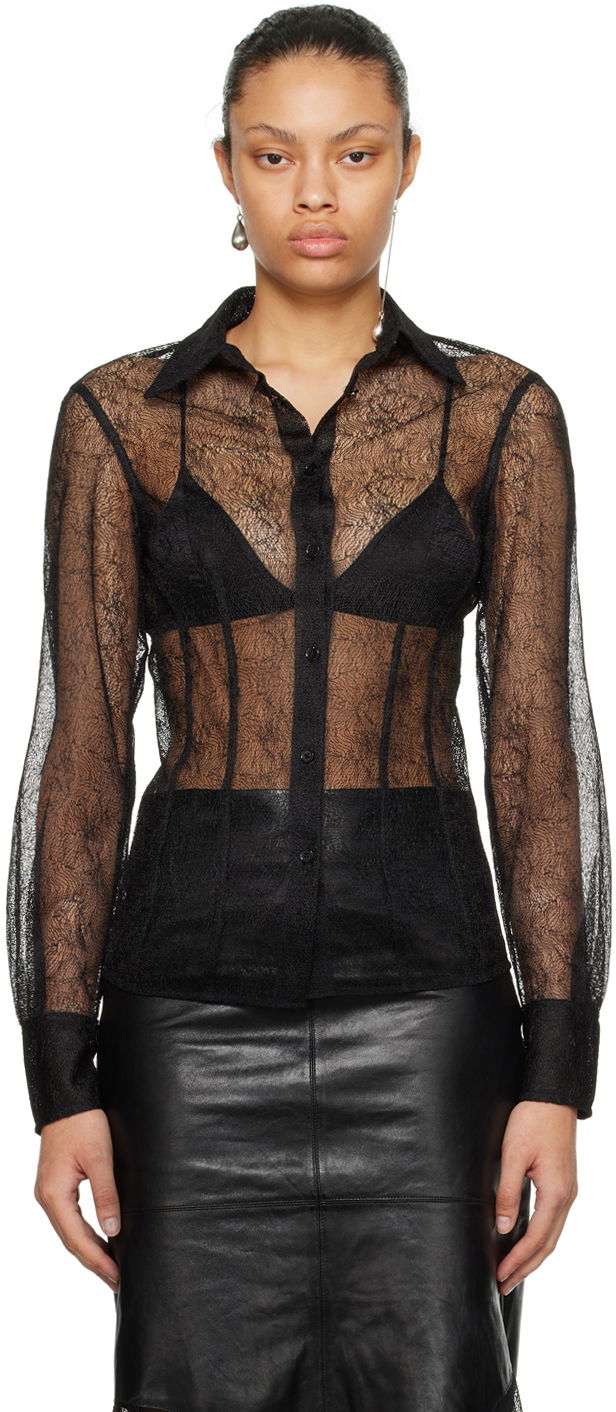 Košeľa Helmut Lang Helmut Lang Lace Fitted Shirt Čierna | N09HW508, 0