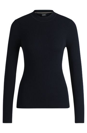 Sveter BOSS Ribbed Knit Sweater Navy | 50489430, 0