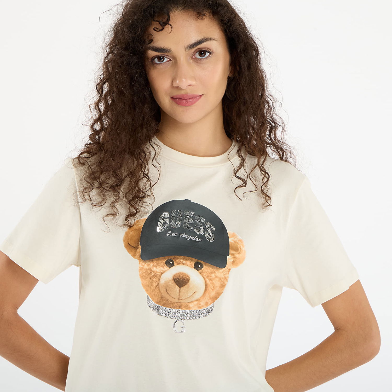 Tričko GUESS Teddy Bear Hat Short Sleeve T-Shirt Béžová | V5BI09I3Z14-G1O6, 1