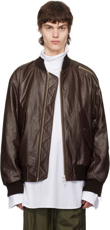 Bomber bunda Dries Van Noten Dries Van Noten Faux-Leather Bomber Jacket Hnedá | 251-020515-1502, 0