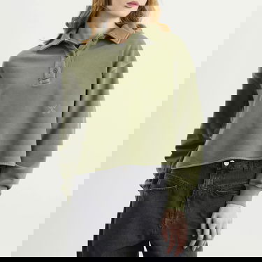 Mikina CLOSED Long Sleeve Polo Sweatshirt with Layered Hem Zelené | C95667-47V-13-657, 2