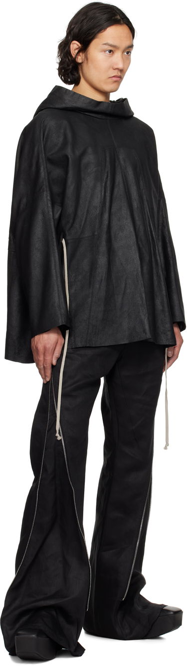 Mikina Rick Owens Rick Owens Hollywood Hooded Tunic Leather Jacket Čierna | RR01E5702 LBA, 4