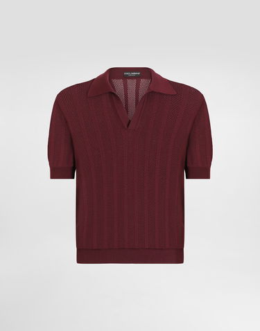 Polo tričko Dolce & Gabbana Dolce & Gabbana Openwork Short-Sleeved Polo Shirt Vínová | GXZ62TJBCFLM5039, 0