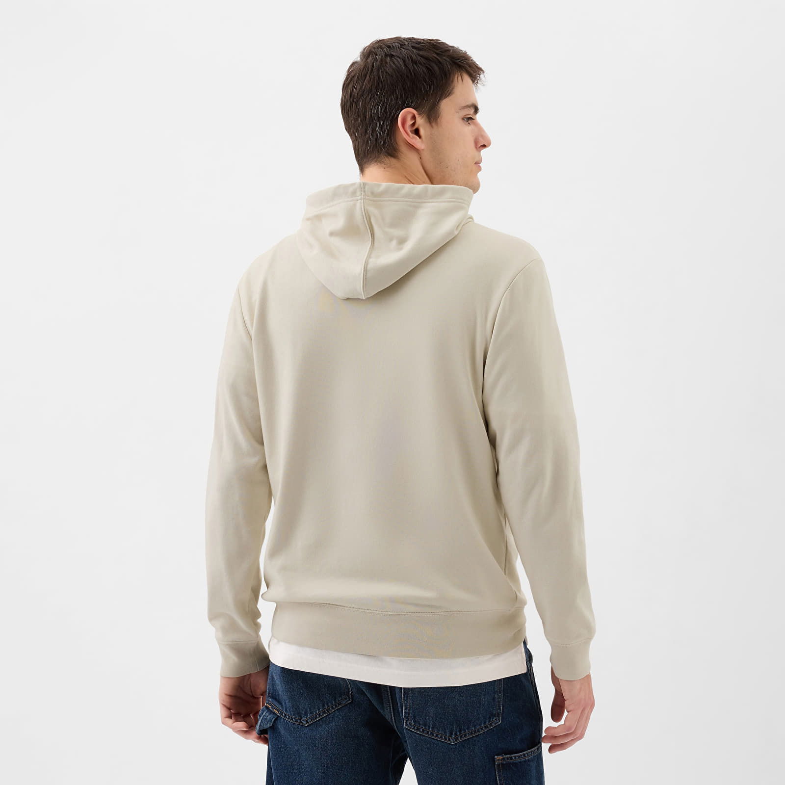 French Terry Pullover Logo Hoodie Unbleached White