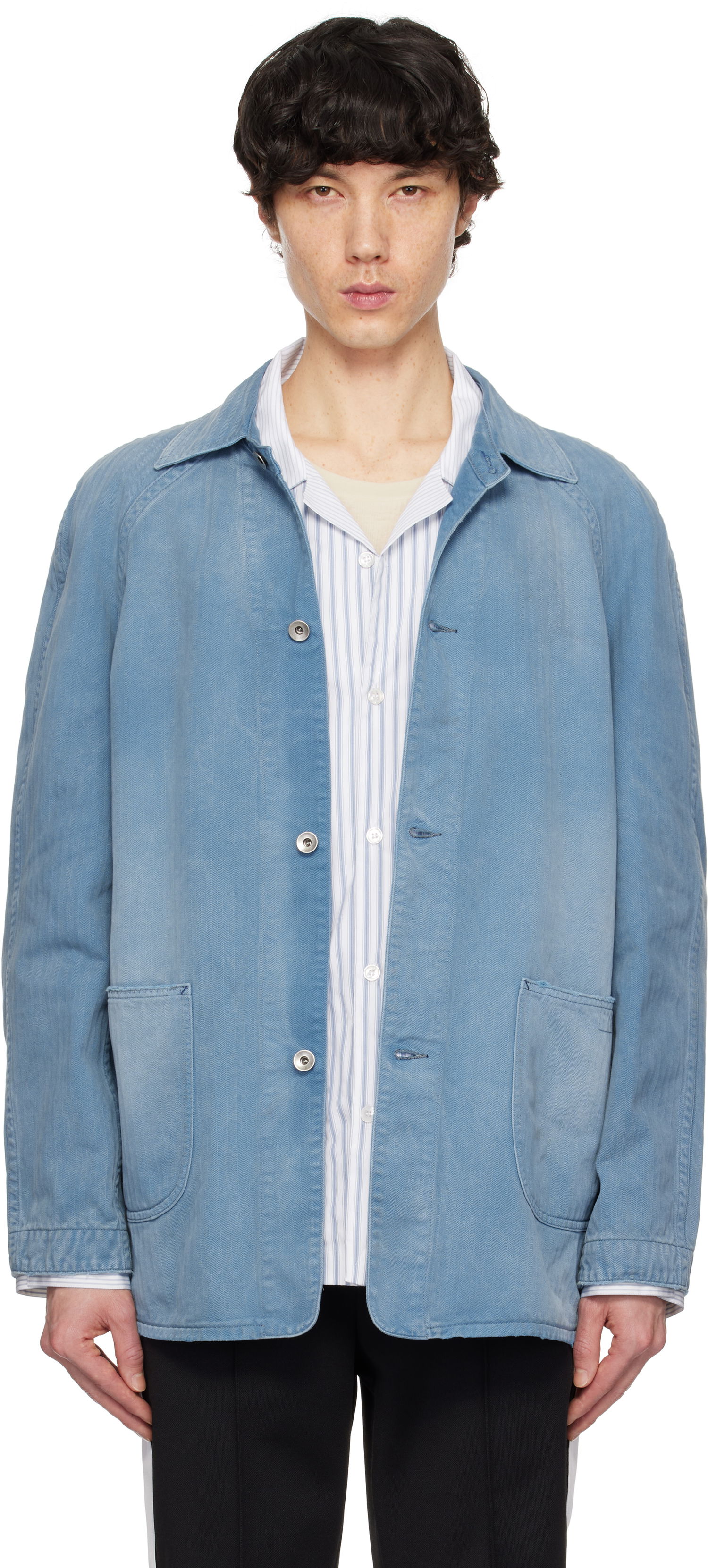 Bunda Maison Margiela Maison Margiela Distressed Caban Denim Jacket Modrá | S50AM0635 M30024, 0