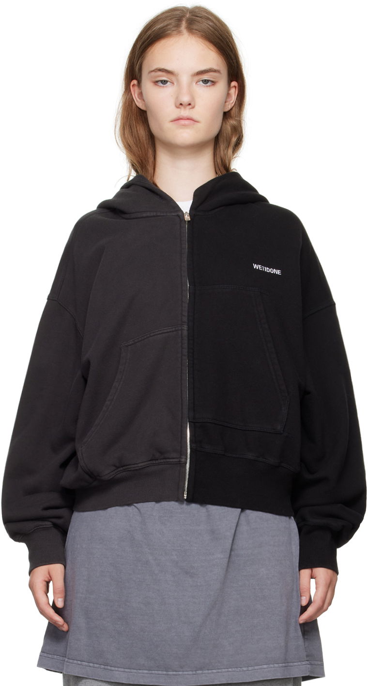 Mikina We11done Unbalance Zip-Up Hoodie Čierna | WD-TJ2-24-816-U-MX, 0