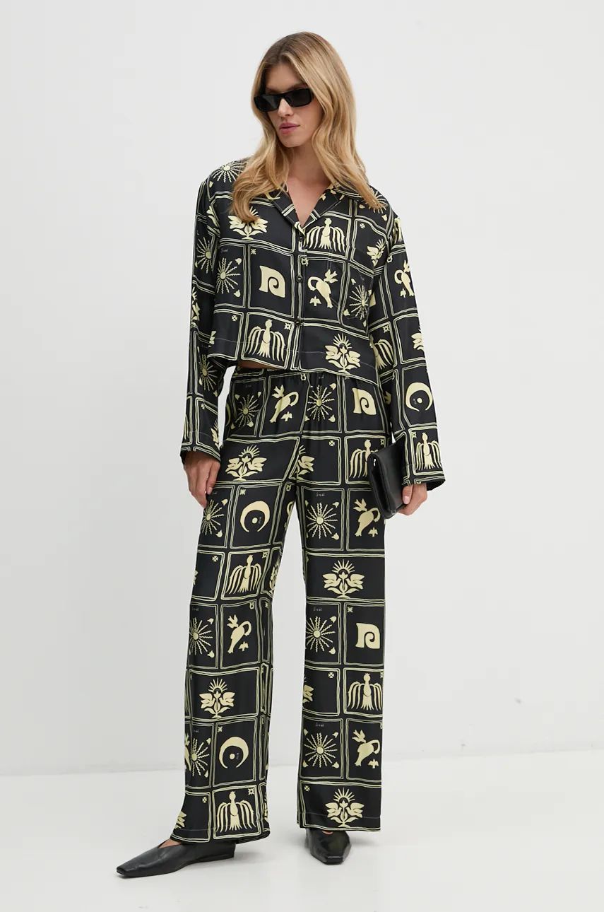 Košeľa Nanushka Relaxed Fit Printed Shirt with Classic Collar Čierna | NW24PFTP5499, 1