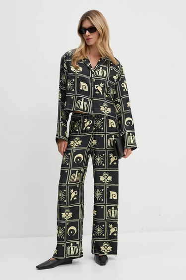 Košeľa Nanushka Relaxed Fit Printed Shirt with Classic Collar Čierna | NW24PFTP5499, 1