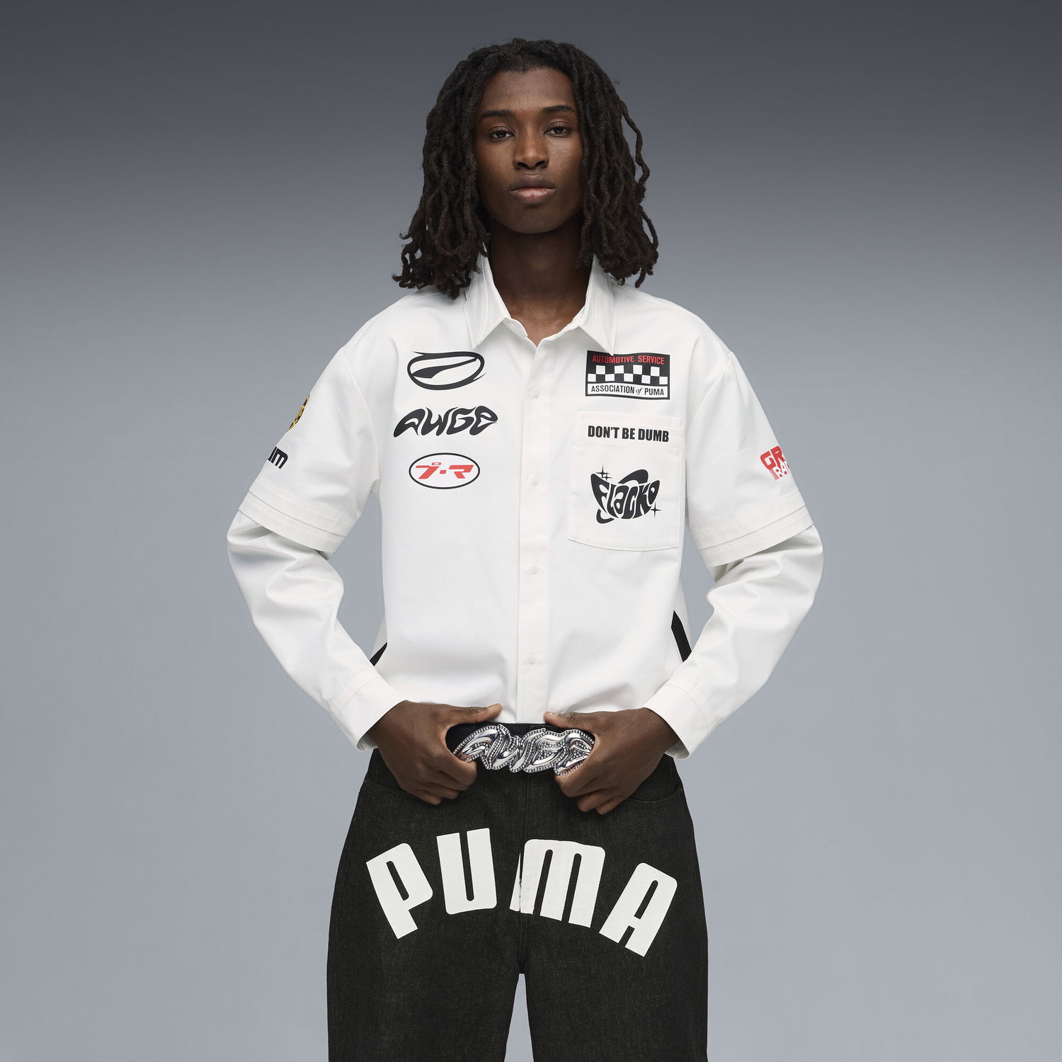 Opasok Puma A$AP ROCKY x PUMA AWGE Studded Rhinestone Buckle Belt Čierna | 055008_01, 1