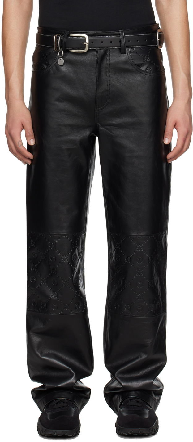 Nohavice Marine Serre Marine Serre Embossed Leather Pants Čierna | MPA013 CLEA0030