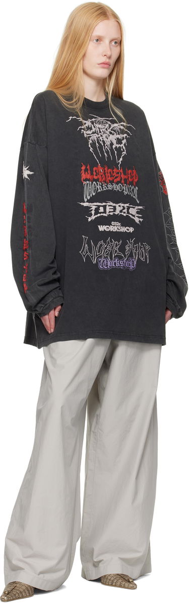 Tričko 032C 032c Telepresence Oversized Graphic Long Sleeve T-Shirt Čierna | S25-URC-0271-050-W, 3