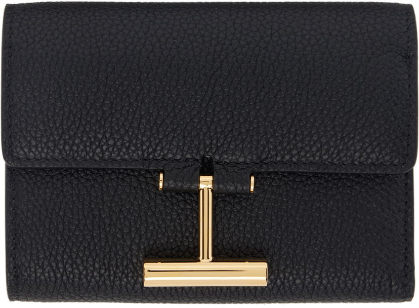 Peňaženka Tom Ford Black Grain Leather Tara Compact Wallet Čierna | S0403-LCL095G