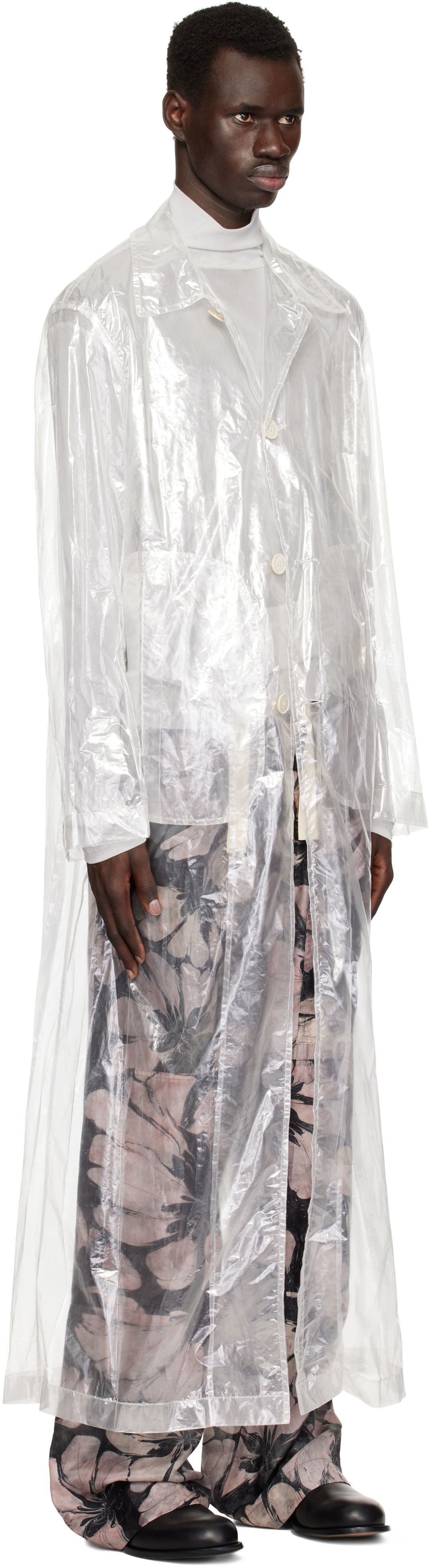 Pláštenka Dries Van Noten Dries Van Noten Transparent Nylon Long Coat Biela | 251-020213-1257, 1