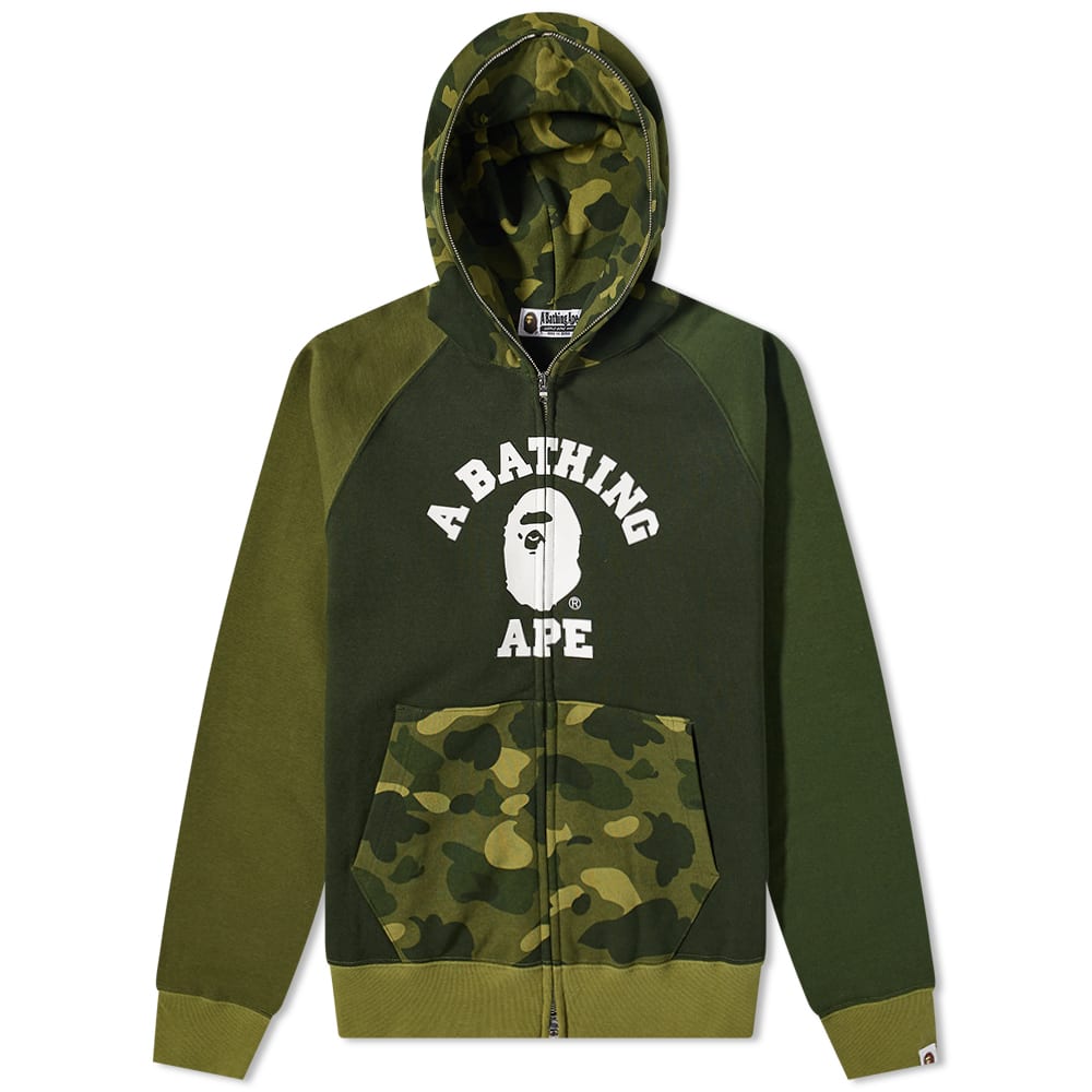 Mikina BAPE A Bathing Ape Color Camo Relaxed Fit Full Zip Hoody Zelené | 001ZPI801008M-GRN, 0