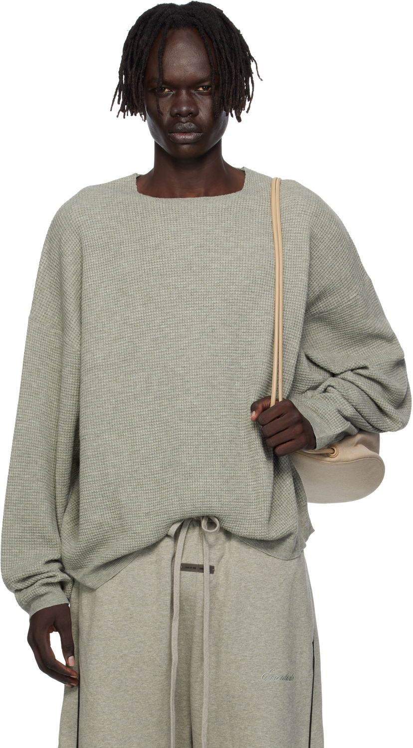 Mikina Fear of God Fear of God ESSENTIALS Waffle Long Sleeve Crewneck Sweatshirt Šedá | 192SP256165F