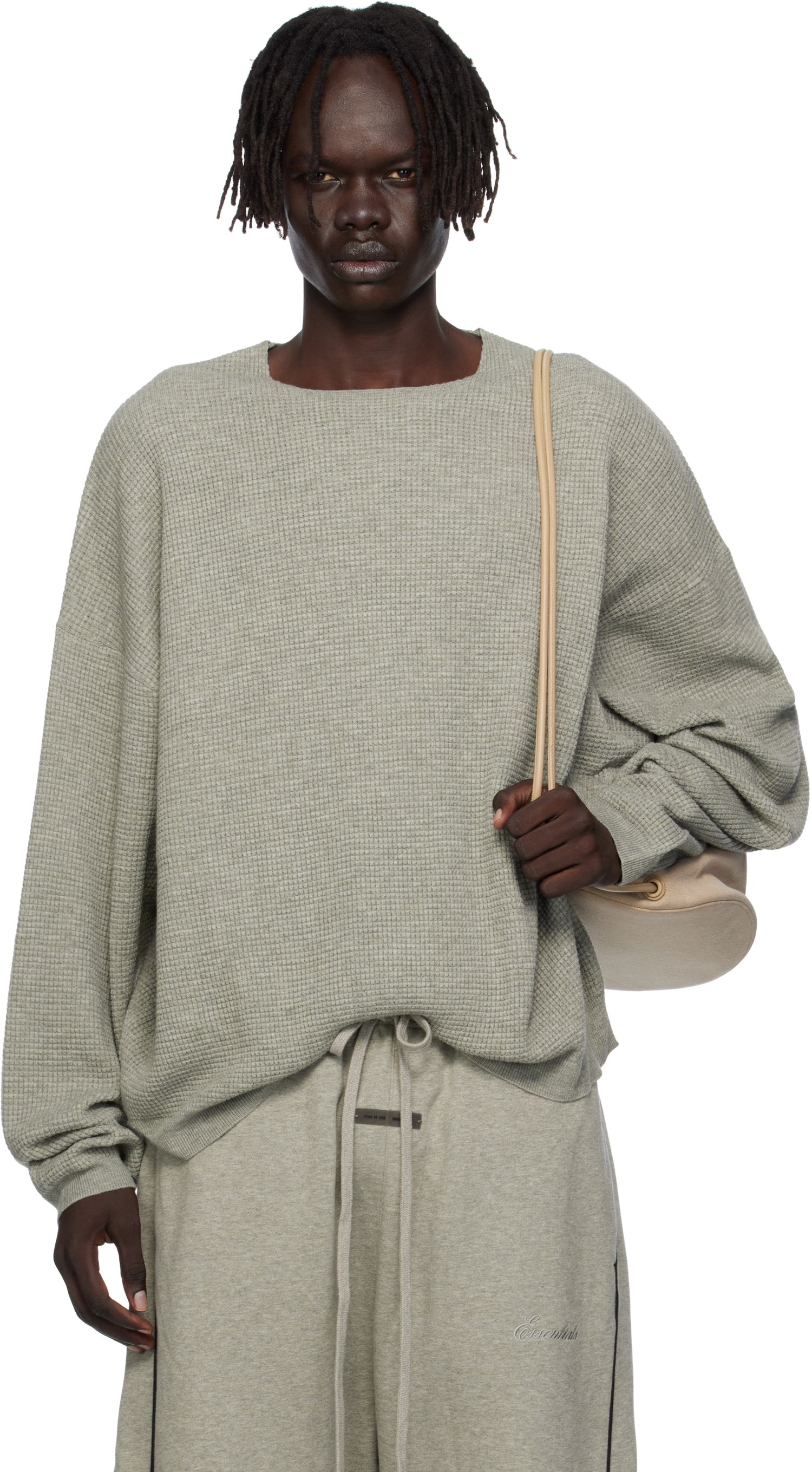 Mikina Fear of God Fear of God ESSENTIALS Waffle Long Sleeve Crewneck Sweatshirt Šedá | 192SP256165F, 0