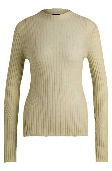 Sveter BOSS Slim Fit Wool Blend Ribbed Sweater Zelené | 50519155, 0
