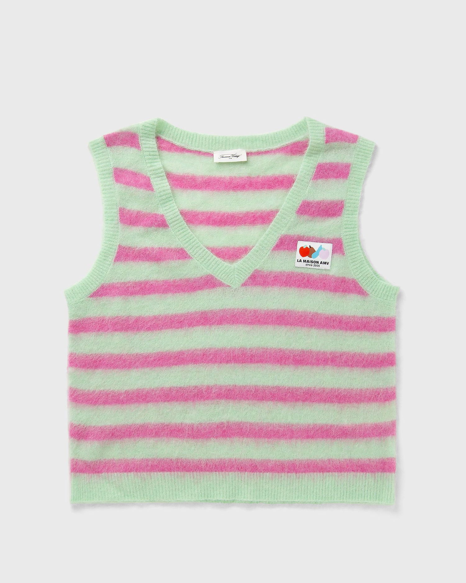 Sveter American Vintage American Vintage Nenybay Striped Knit Vest Zelené | NEN18AE25-HIBISCUS-RAYE-AMANDE, 0
