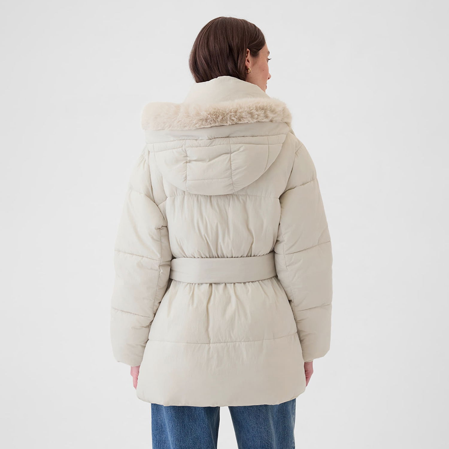 Bunda GAP Jacket Puffer Midi Coat Regular Grey XS Béžová | 520185-00, 1