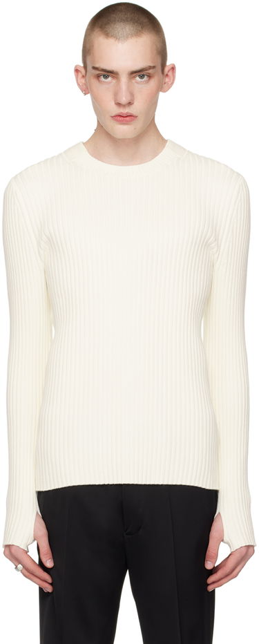 Sveter Helmut Lang Helmut Lang Cutout Ribbed Knit Sweater Biela | O01HM701, 0
