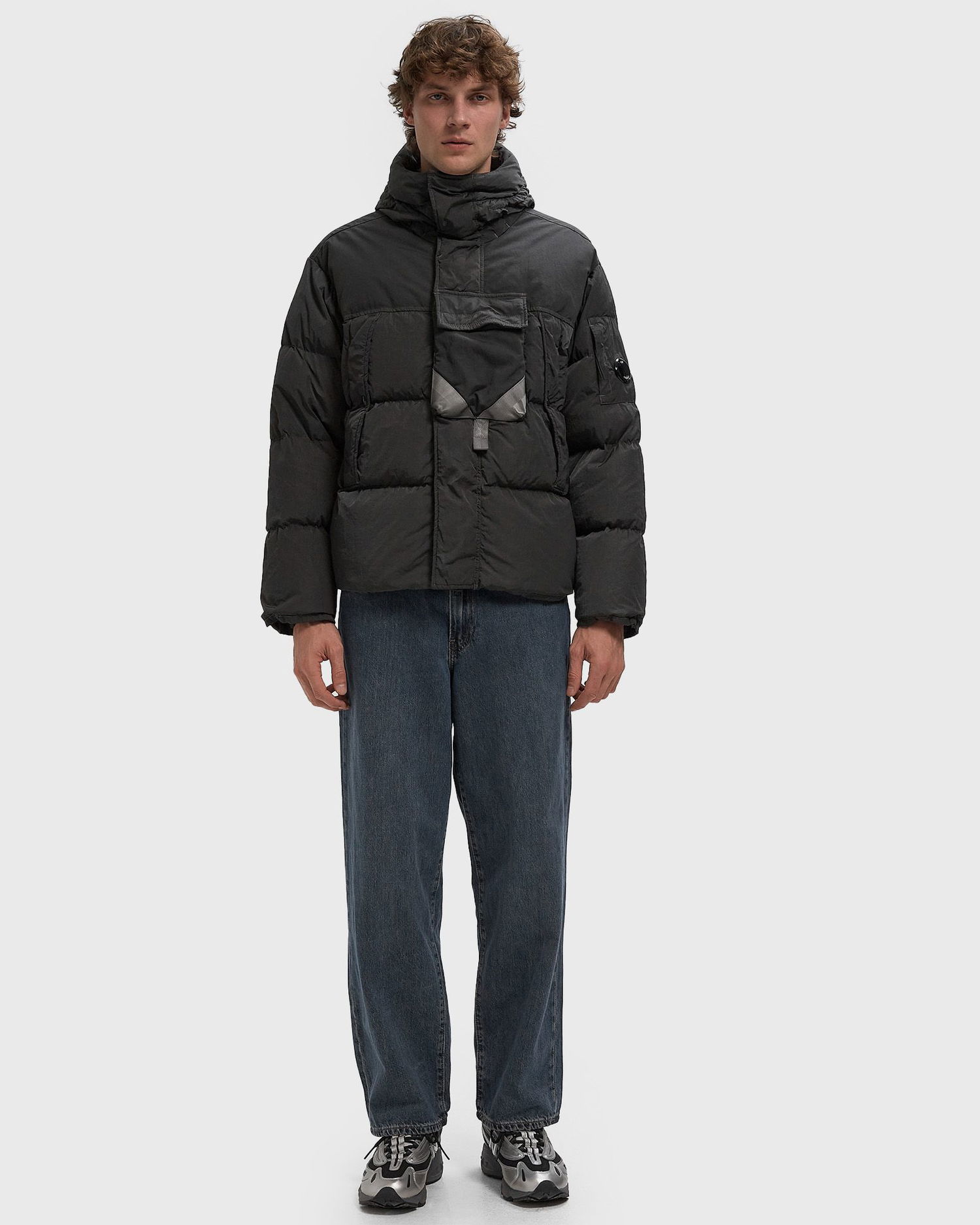 Prešívaná bunda C.P. Company Medium Hooded Puffer Jacket Čierna | 19CMOW013A006369M-978, 1