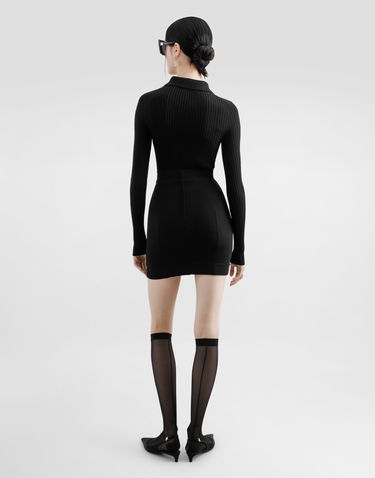 Sveter Dolce & Gabbana Dolce & Gabbana Women's Ribbed Wool Polo Sweater Čierna | FXZ17TJCVXGN0000, 2