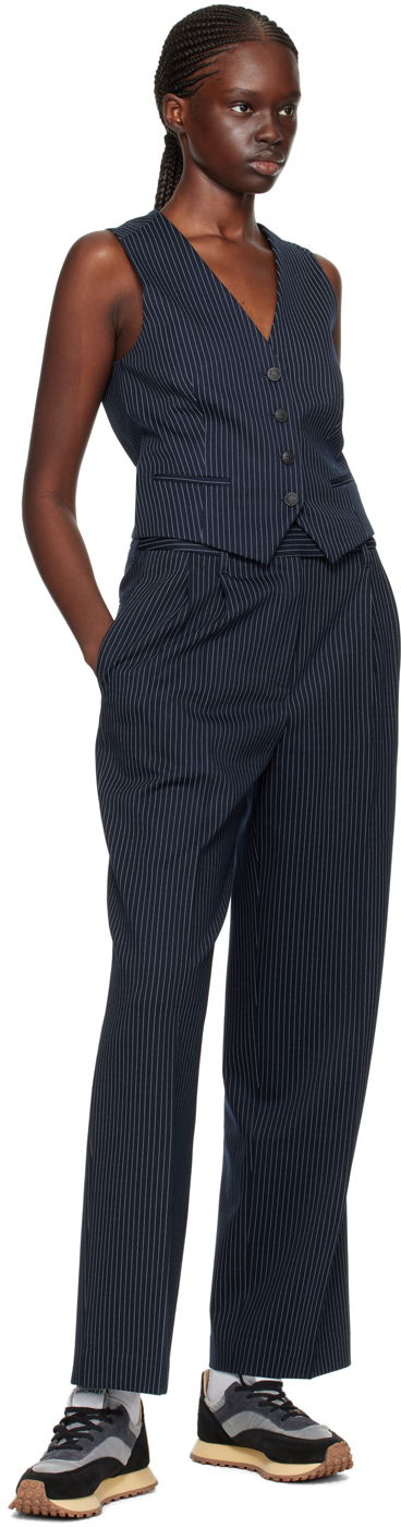 Vesta rag & bone Priya Pinstripe Vest Modrá | WAC23HT044LC44, 3