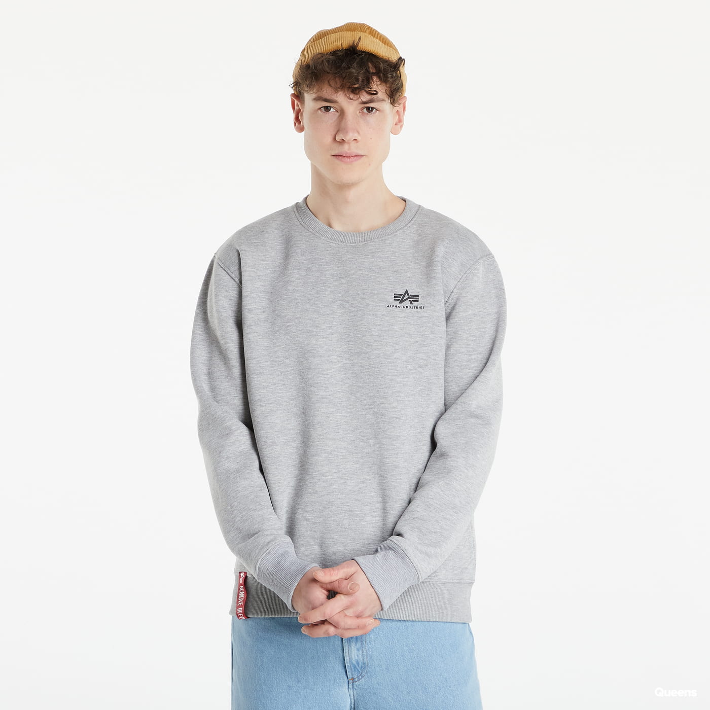Mikina Alpha Industries Basic Sweater Small Logo Šedá | 188307-17, 0