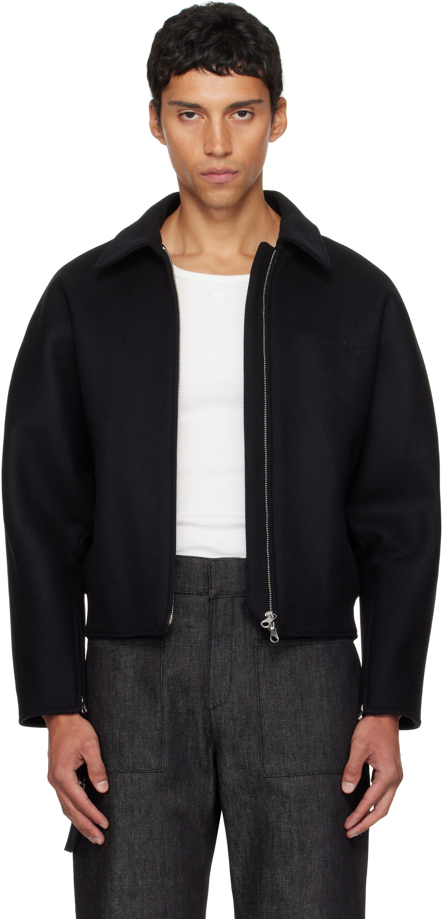 Bomber bunda Courrèges Courrèges Embroidered Wool Bomber Jacket Čierna | 325CBL308WO0118, 0