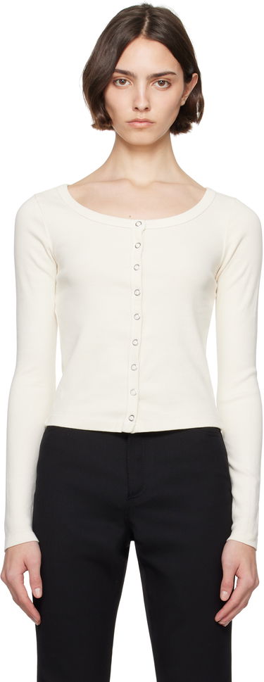 Sveter RE/DONE Re/Done Hanes Edition Scoop Neck Long Sleeve Top Biela | 787-02WSCNKCD, 0