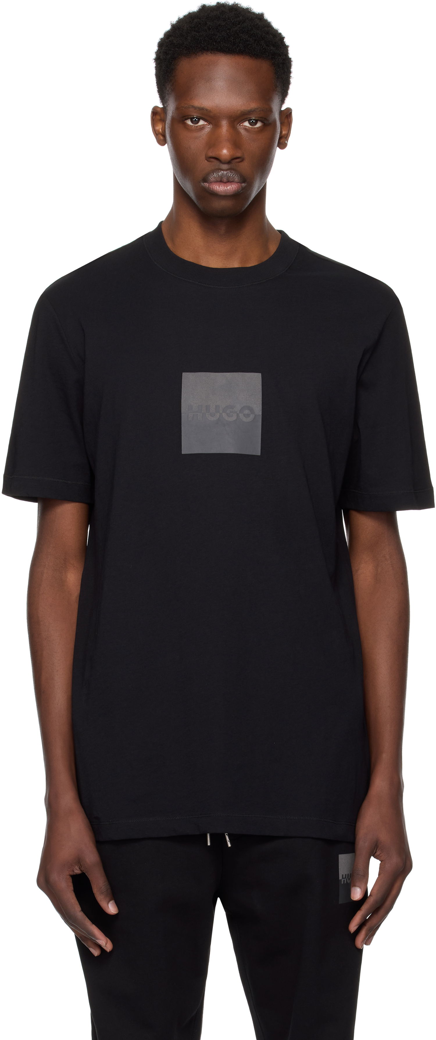 Tričko BOSS Hugo Cotton Jersey Split Logo T-Shirt Čierna | 50542784, 0