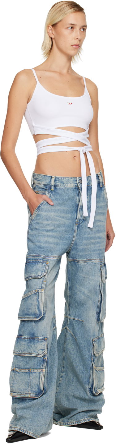 Tielko Diesel Ribbed Knit Cut-Out Wrap-Around T-Leya-Tail Tank Top Biela | A18356 0EJAI, 3