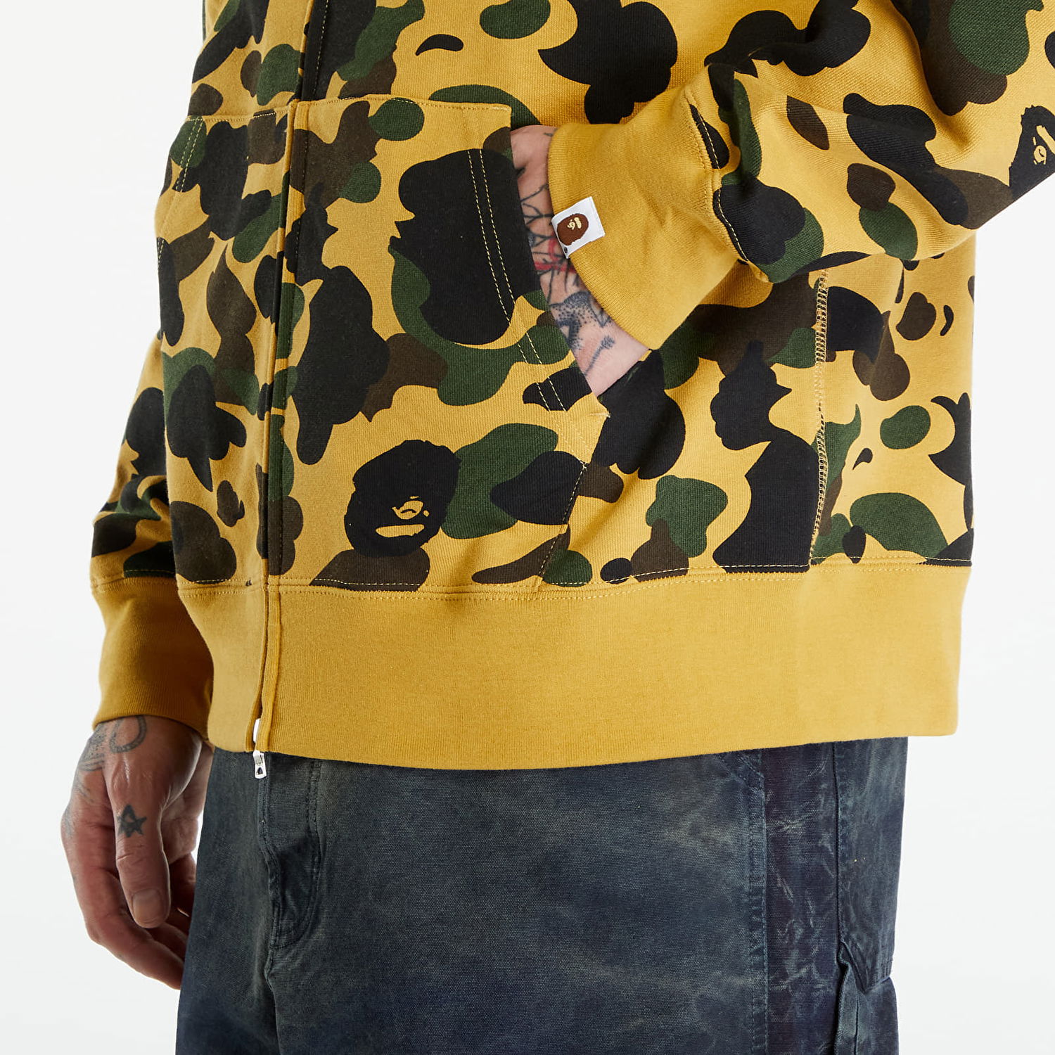 Mikina BAPE A BATHING APE 1St Camo Full Zip Hoodie Yellow Žltá | 001ZPK301004M YEL, 1