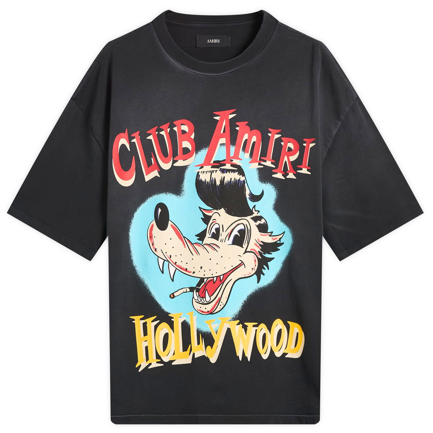 Tričko AMIRI Amiri Club Wolf Oversized T-Shirt, Size Large Čierna | AMJYTE1238-BLK, 0
