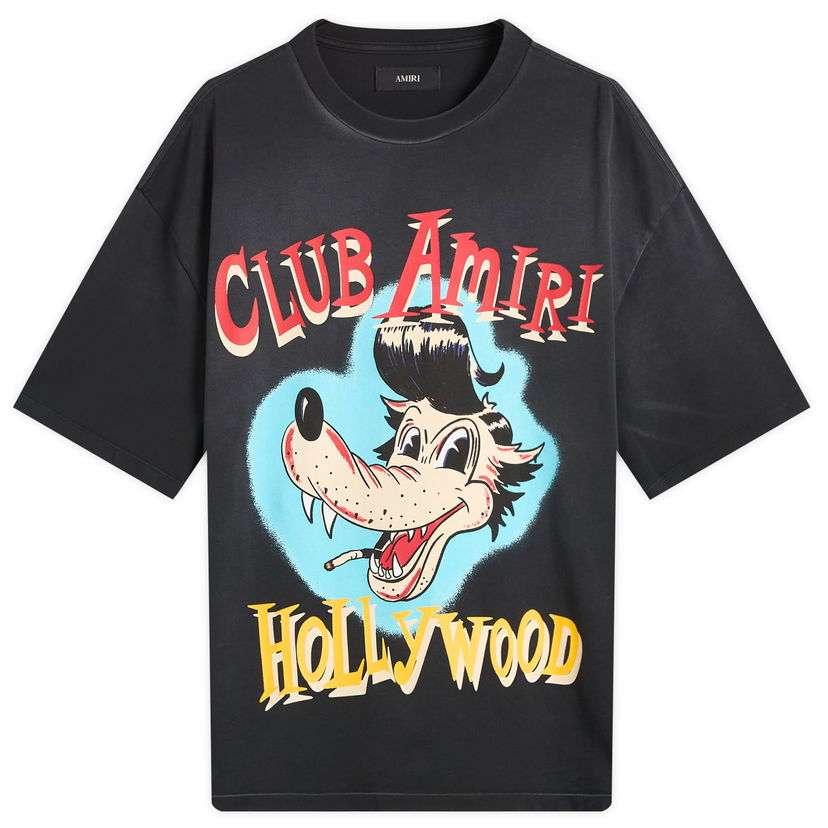 Tričko AMIRI Amiri Club Wolf Oversized T-Shirt, Size Large Čierna | AMJYTE1238-BLK