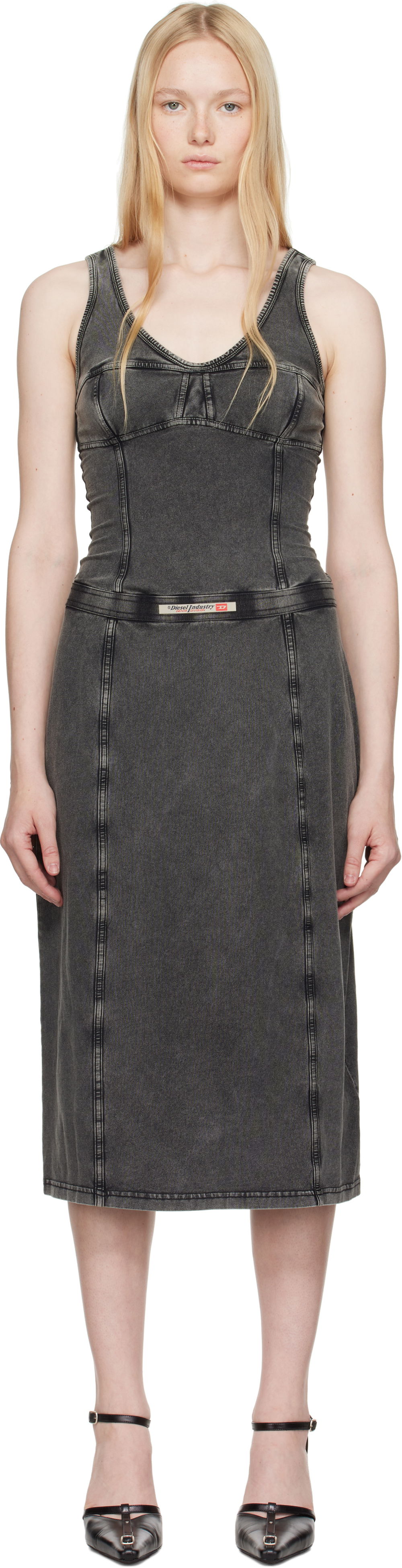 Šaty Diesel Diesel D-Inny Midi Dress Šedá | A16591 0NJBJ, 0