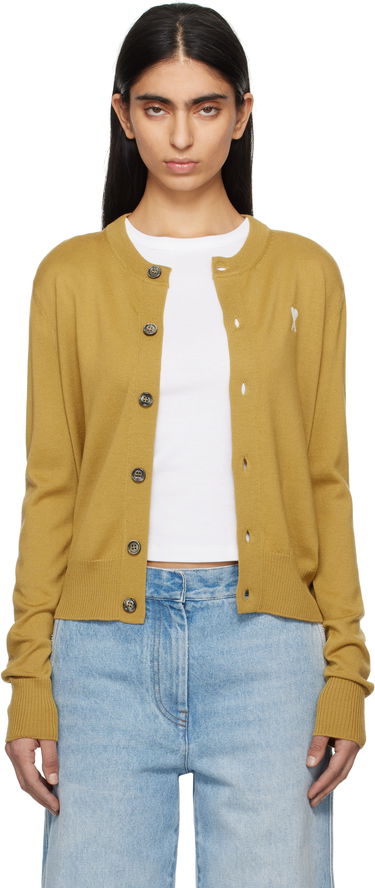Sveter AMI AMI Paris Ami de Coeur Wool Cardigan Žltá | FKC221.KN0025, 0