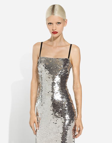 Šaty Dolce & Gabbana Long Sequined Dress Metalická | F6DINTFLSF0S0998, 3